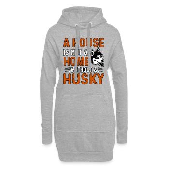 Une maison n’est pas une maison sans husky - Sweat-shirt à capuche long Femme - gris chiné - Devant
