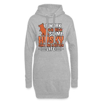 I work hard so my Husky can have a better life - Hoodie-Kleid - Grau meliert - Vorne