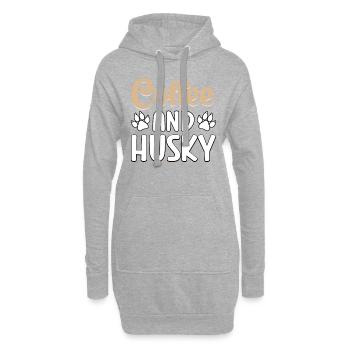 Café et Husky - Sweat-shirt à capuche long Femme - gris chiné - Devant
