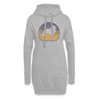 Retro Collie Sheepdog Sunset - Sweat-shirt à capuche long Femme - gris chiné - Devant
