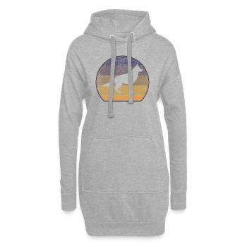 Retro German Shepherd Sunset - Hoodie Dress - heather grey - Front