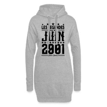 cadeau d'anniversaire juin 2001. Cadeau Juin 2001. - Sweat-shirt à capuche long Femme - gris chiné - Devant