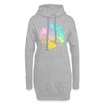 Englische Bulldogge Retro - Hoodie-Kleid - Grau meliert - Vorne