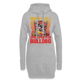 Propriété d’un bouledogue pourri gâté - Sweat-shirt à capuche long Femme - gris chiné - Devant