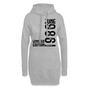 Cadeau juin 1986 anniversaire Juin 1986. juin 1986 - Sweat-shirt à capuche long Femme - gris chiné - Devant