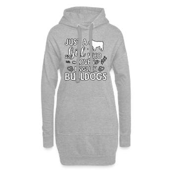 Juste une fille qui aime les bouledogues anglais - Sweat-shirt à capuche long Femme - gris chiné - Devant