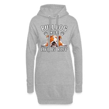 Bulldog mom life is ruff - Hoodie-Kleid - Grau meliert - Vorne