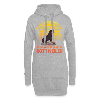 Ne sous-estimez jamais un vieil homme avec un Rottweiler - Sweat-shirt à capuche long Femme - gris chiné - Devant