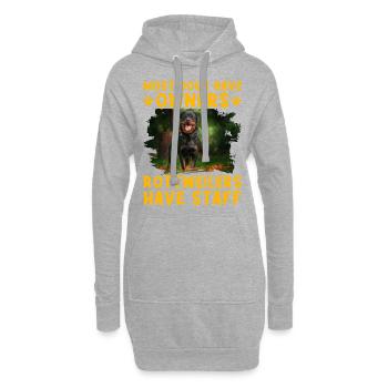 La plupart des chiens ont des propriétaires Les rottweilers ont du personnel - Sweat-shirt à capuche long Femme - gris chiné - Devant