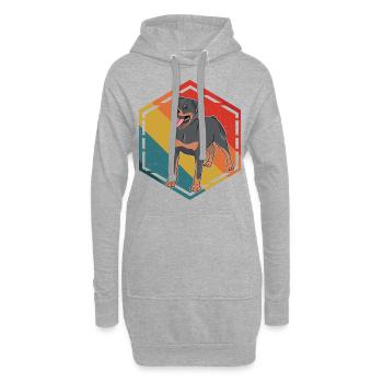 Rottweiler Retro - Hoodie-Kleid - Grau meliert - Vorne