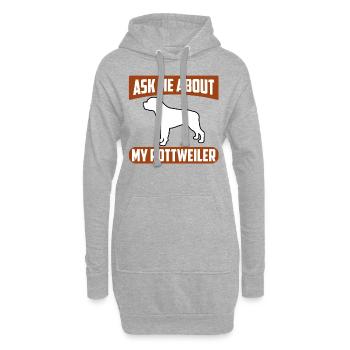 Posez-moi des questions sur mon Rottweiler - Sweat-shirt à capuche long Femme - gris chiné - Devant