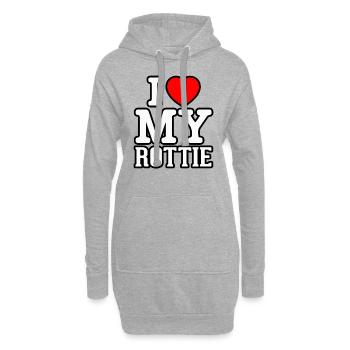 J’adore mon Rottie - Sweat-shirt à capuche long Femme - gris chiné - Devant