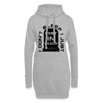 Je ne dors pas je ne fais que des embaumeurs embaumant des embaumeurs - Sweat-shirt à capuche long Femme - gris chiné - Devant