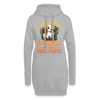 J’aime le café mon beagle et peut-être 3 personnes - Sweat-shirt à capuche long Femme - gris chiné - Devant