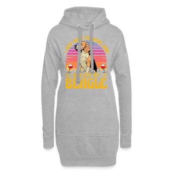 Je veux juste boire du vin et caresser mon Beagle - Sweat-shirt à capuche long Femme - gris chiné - Devant