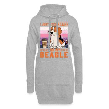 J’ai juste besoin de café et de mon Beagle - Sweat-shirt à capuche long Femme - gris chiné - Devant