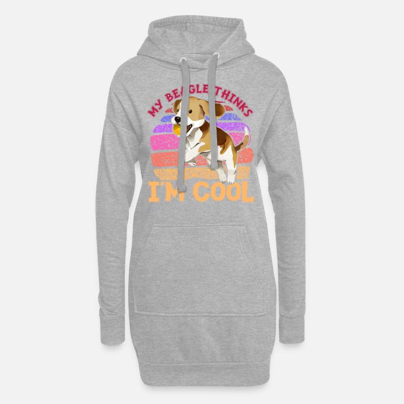 My Beagle thinks I'm cool - Hoodie-Kleid - Grau meliert