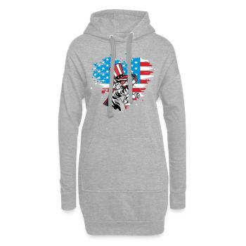4 juillet Chat - Sweat-shirt à capuche long Femme - gris chiné - Devant