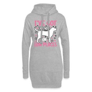 J’AI DES AMIS DANS DES ENDROITS BAS - Sweat-shirt à capuche long Femme - gris chiné - Devant