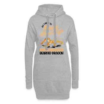 Bartagame Dragon barbu - Sweat-shirt à capuche long Femme - gris chiné - Devant