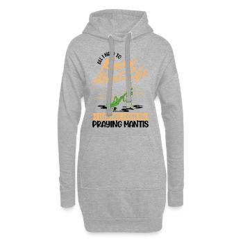 Gottesanbeterin Mantis Fangschrecke - Hoodie-Kleid - Grau meliert - Vorne