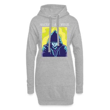 Hacker au travail - Sweat-shirt à capuche long Femme - gris chiné - Devant