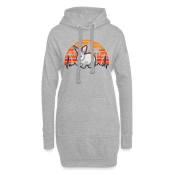 Lapin Heartbeat Lapin Rétro - Sweat-shirt à capuche long Femme - gris chiné - Devant