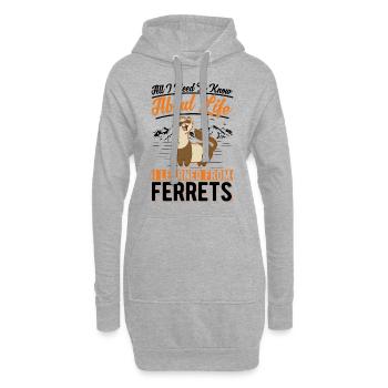 Amoureux des furets - Sweat-shirt à capuche long Femme - gris chiné - Devant