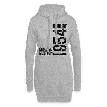 Geschenk August 1954. Geburtstag: August 1954. August - Hoodie-Kleid - Grau meliert - Vorne