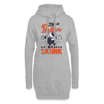 La vie est meilleure avec les mouffettes - Sweat-shirt à capuche long Femme - gris chiné - Devant
