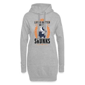 La vie est meilleure avec une moufette - Sweat-shirt à capuche long Femme - gris chiné - Devant