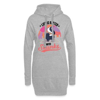 Das Leben ist besser mit einem Stinktier - Hoodie-Kleid - Grau meliert - Vorne