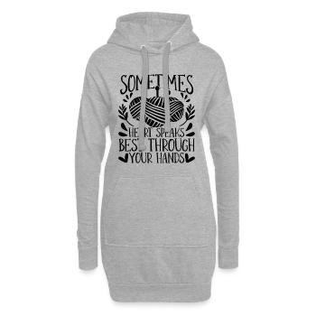 Parfois, votre cœur parle Tricot Crochet Amant - Sweat-shirt à capuche long Femme - gris chiné - Devant