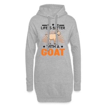 La vie est meilleure avec une chèvre - Sweat-shirt à capuche long Femme - gris chiné - Devant