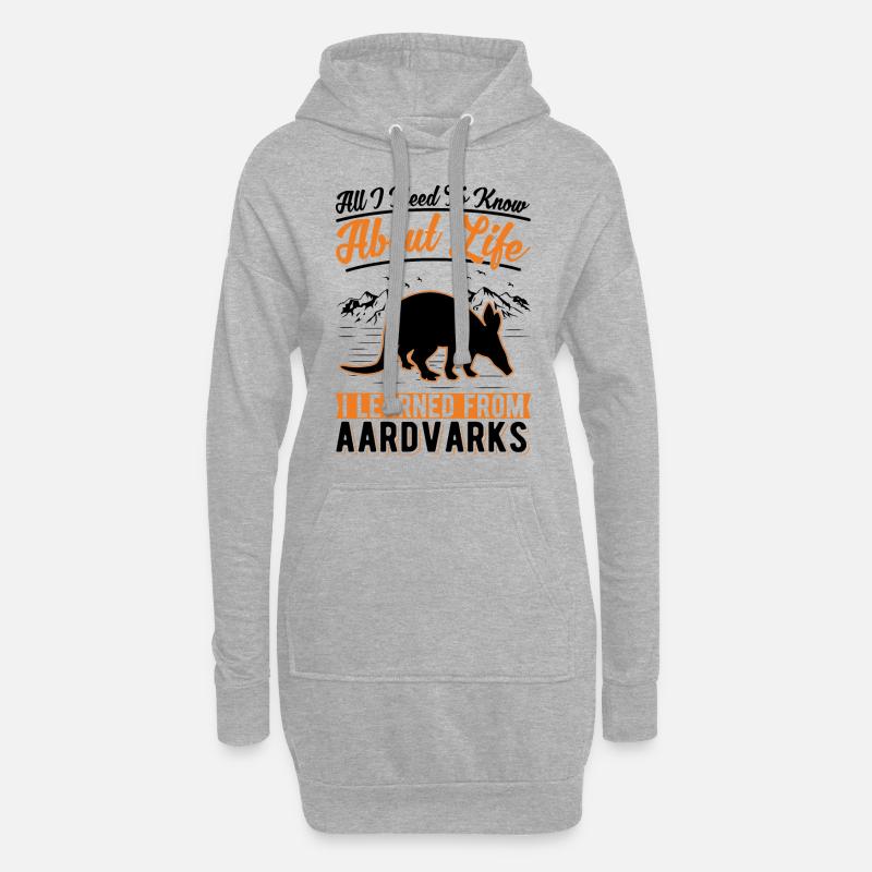 Erdferkel Geschenk Aardvark - Hoodie-Kleid - Grau meliert