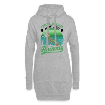 Gottesanbeterin Spirit Animal Fangschrecke - Hoodie-Kleid - Grau meliert - Vorne