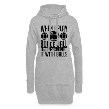 Quand je joue à la pétanque, je fais de la pétanque un joueur de pétanque - Sweat-shirt à capuche long Femme - gris chiné - Devant
