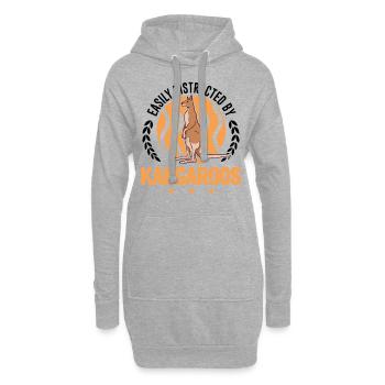 Easily distracted by Kangaroos Känguru - Hoodie-Kleid - Grau meliert - Vorne