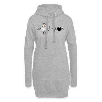 Poulets Heartbeat Chicken Farmer - Sweat-shirt à capuche long Femme - gris chiné - Devant