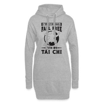 Je reste libre d’automne avec mon amoureux du Tai Chi Qigong - Sweat-shirt à capuche long Femme - gris chiné - Devant