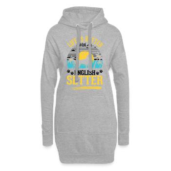 La vie est meilleure avec English Setter - Sweat-shirt à capuche long Femme - gris chiné - Devant
