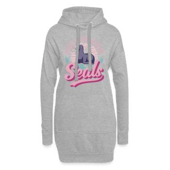 Easily distracted by Seal Robbe Seelöwe - Hoodie-Kleid - Grau meliert - Vorne