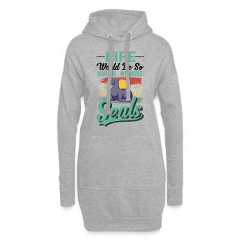 Cadeau de phoque Phoque Lion de mer - Sweat-shirt à capuche long Femme - gris chiné - Devant