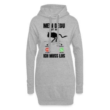 Mein Degu ruft an Ich muss los - Hoodie-Kleid - Grau meliert - Vorne