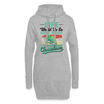 Caméléon Cadeau Caméléon - Sweat-shirt à capuche long Femme - gris chiné - Devant