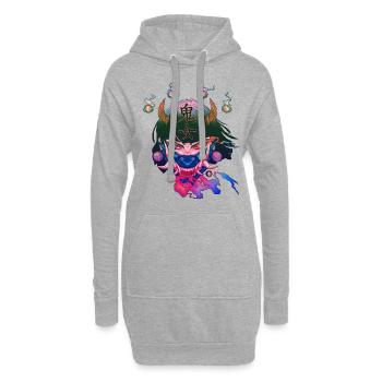 Oni Kunoichi Guerrier Vaporwave - Sweat-shirt à capuche long Femme - gris chiné - Devant