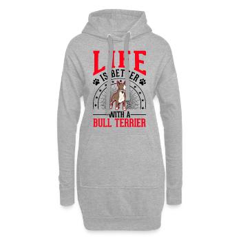 Das Leben ist beser mit einem Bullterrier - Hoodie-Kleid - Grau meliert - Vorne