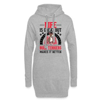 Cadeau Bull Terrier Miniature Bull Terrier - Sweat-shirt à capuche long Femme - gris chiné - Devant