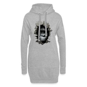 Gorilla im Loch - Hoodie-Kleid - Grau meliert - Vorne
