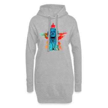 Rétro havanais - Sweat-shirt à capuche long Femme - gris chiné - Devant